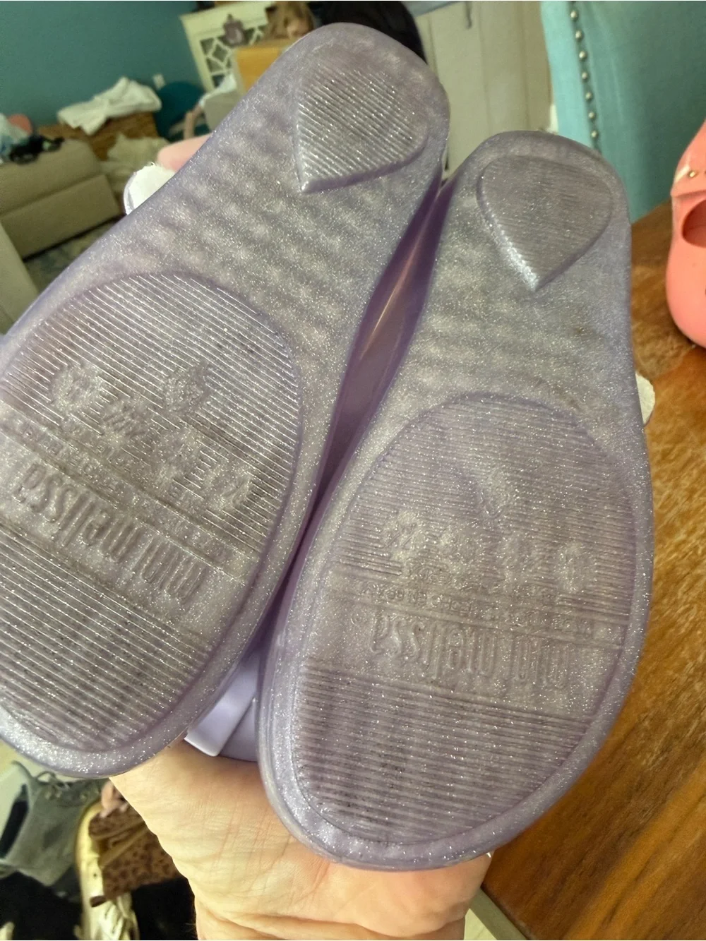 Mini Melisa Girls Purple Bow Jelly Mary Jane Shoes